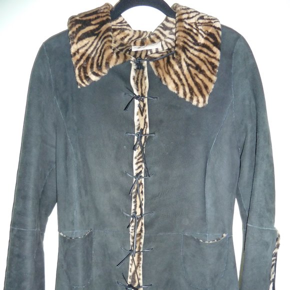Blumarine Leopard inside Shearling Jacket size 42